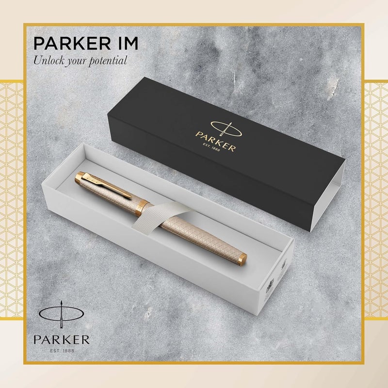 Parker IM Premium Warm Grey Rollerball Pen with Gold Trim - Gift Boxed - Image 2